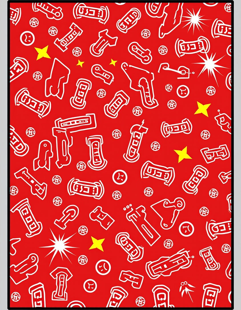 Red White Abstract Graffiti Shapes Rug