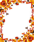 Folk Art Floral Butterfly Red Orange Rug