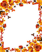Folk Art Floral Butterfly Red Orange Rug