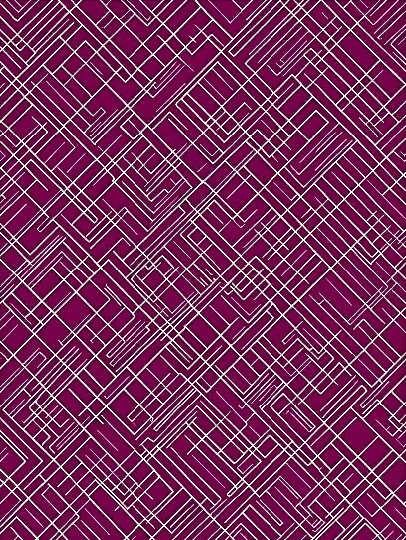 Deep Plum White Geometric Circuit Rug