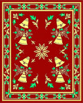 Crimson Botanical Bell Mandala Rug