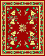 Crimson Botanical Bell Mandala Rug