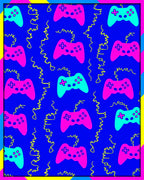 Retro Pink Teal Controller Collage Rug