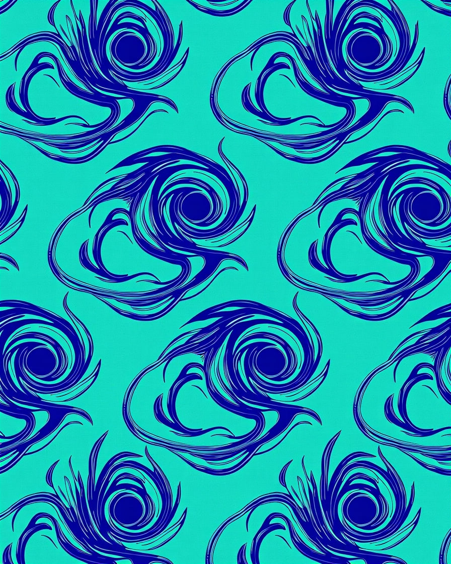 Navy Swirl Aqua Abstract Flow Rug