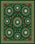Emerald Gold Floral Snowflake Medallion Rug