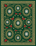 Emerald Gold Floral Snowflake Medallion Rug