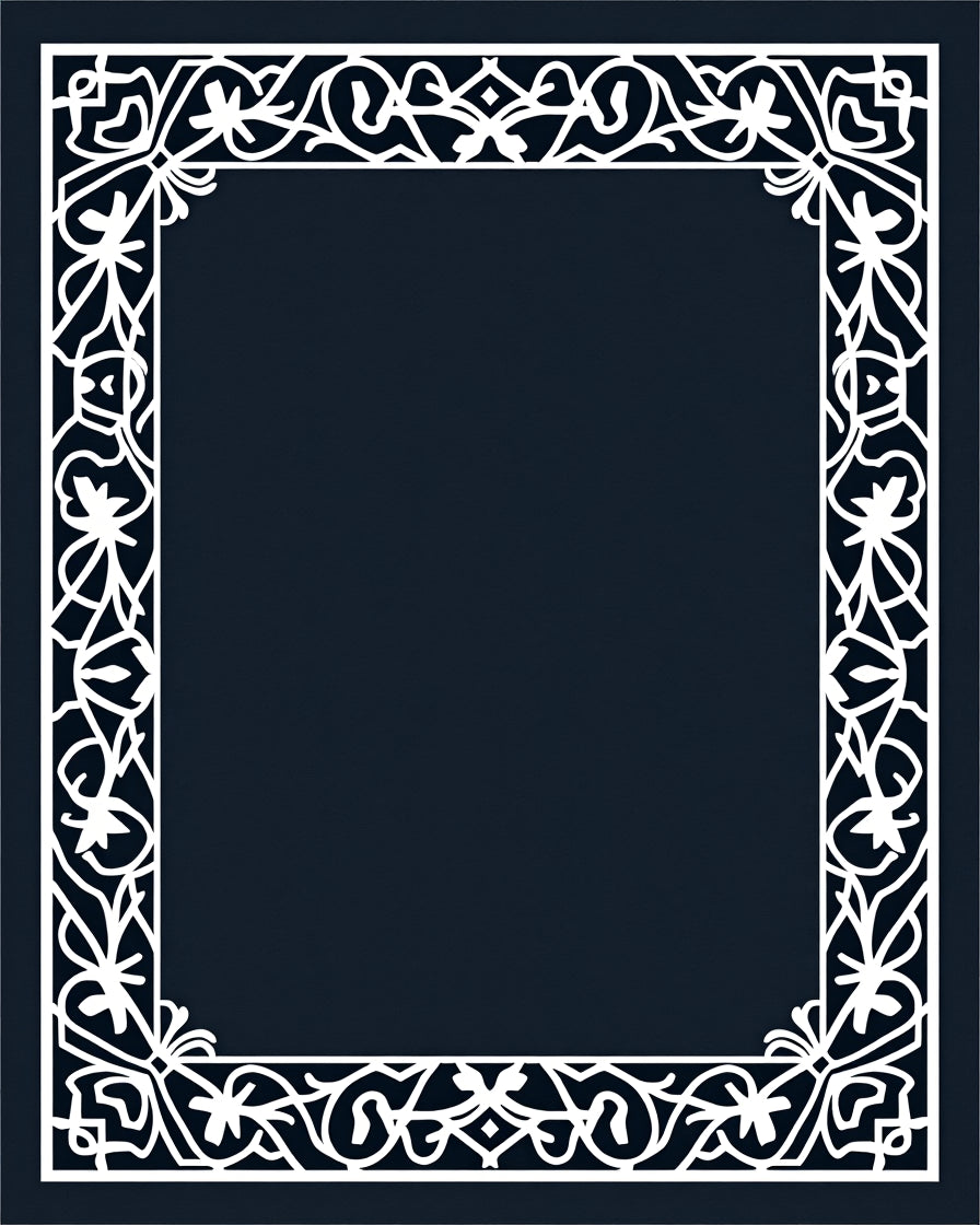 White Vintage Filigree Border Rug