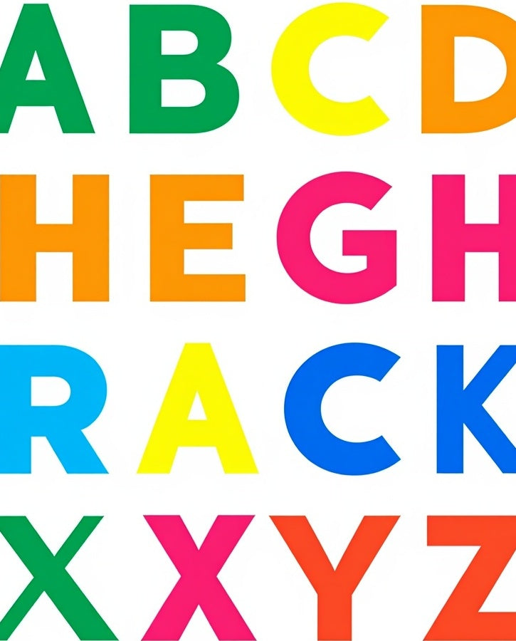 Alphabet letters vibrant color arrangement Rug
