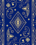 Royal Blue Golden Art Deco Diamond Rug