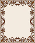 Rich Brown Scrollwork Floral Border Rug