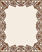 Rich Brown Scrollwork Floral Border Rug