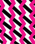 Vibrant Pink Black Zigzag Stripe Rug
