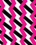 Vibrant Pink Black Zigzag Stripe Rug