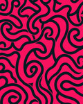Vibrant Pink and Black Swirl Rug