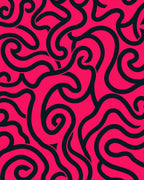 Vibrant Pink and Black Swirl Rug