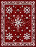 Crimson Snowflake Medallion Border Rug