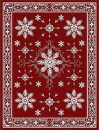 Crimson Snowflake Medallion Border Rug