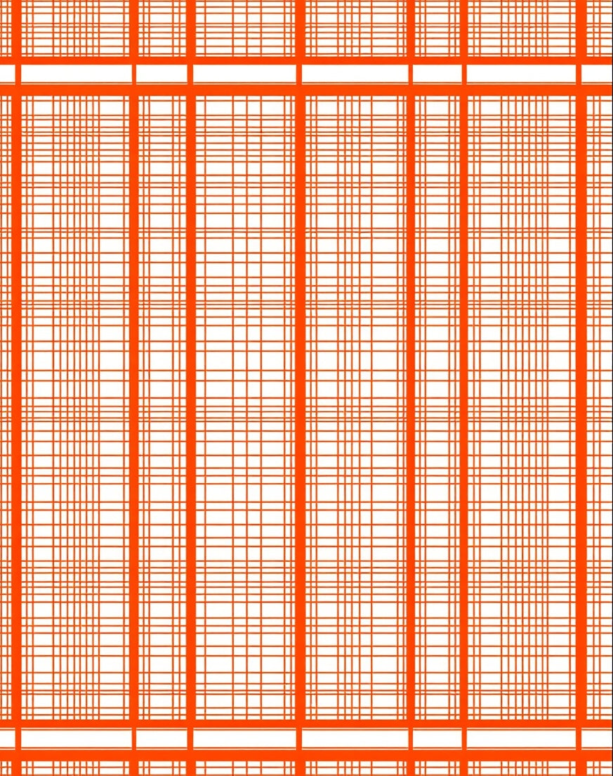Bright Orange Plaid Grid Rug