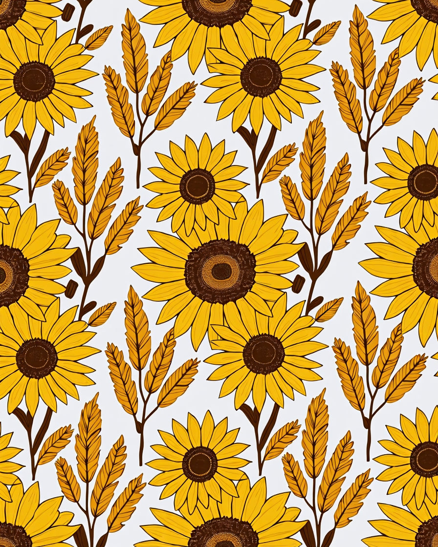 Golden Yellow Sunflower Botanical Repeat Rug