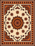 Orange Floral Medallion Border Rug
