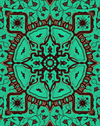 Teal and Brown Intricate Mandala Rug