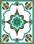 Turquoise Brown Floral Arabesque Frame Rug