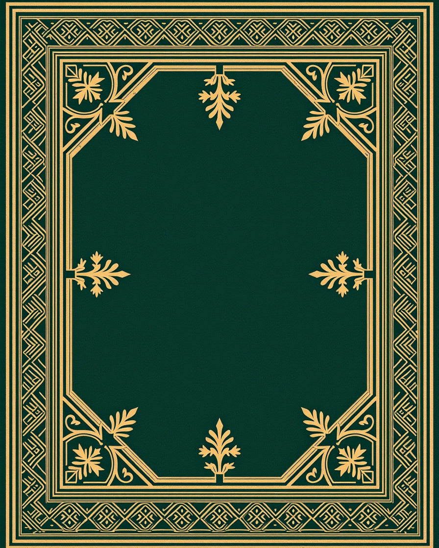 Emerald Golden Ornate Border Rug