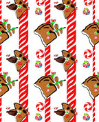 Whimsical Gingerbread Reindeer Candy Cane Stripe Rug