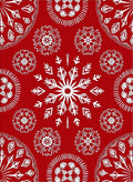 Crimson White Festive Snowflakes Medallions Rug