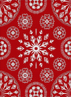 Crimson White Festive Snowflakes Medallions Rug