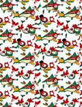 Whimsical Red Green Bird Whimsy Rug