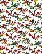 Whimsical Red Green Bird Whimsy Rug
