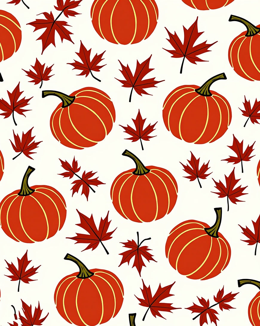 Cozy Orange Pumpkin Maple Leaf Scatter Rug