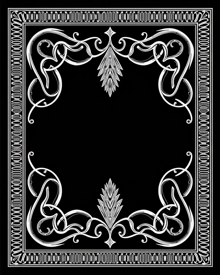 Art Nouveau White Flourish Border Rug