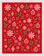 Holiday Red Snowflake Ornament Foliage Rug