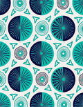 Teal Navy Concentric Circles Triangles Rug