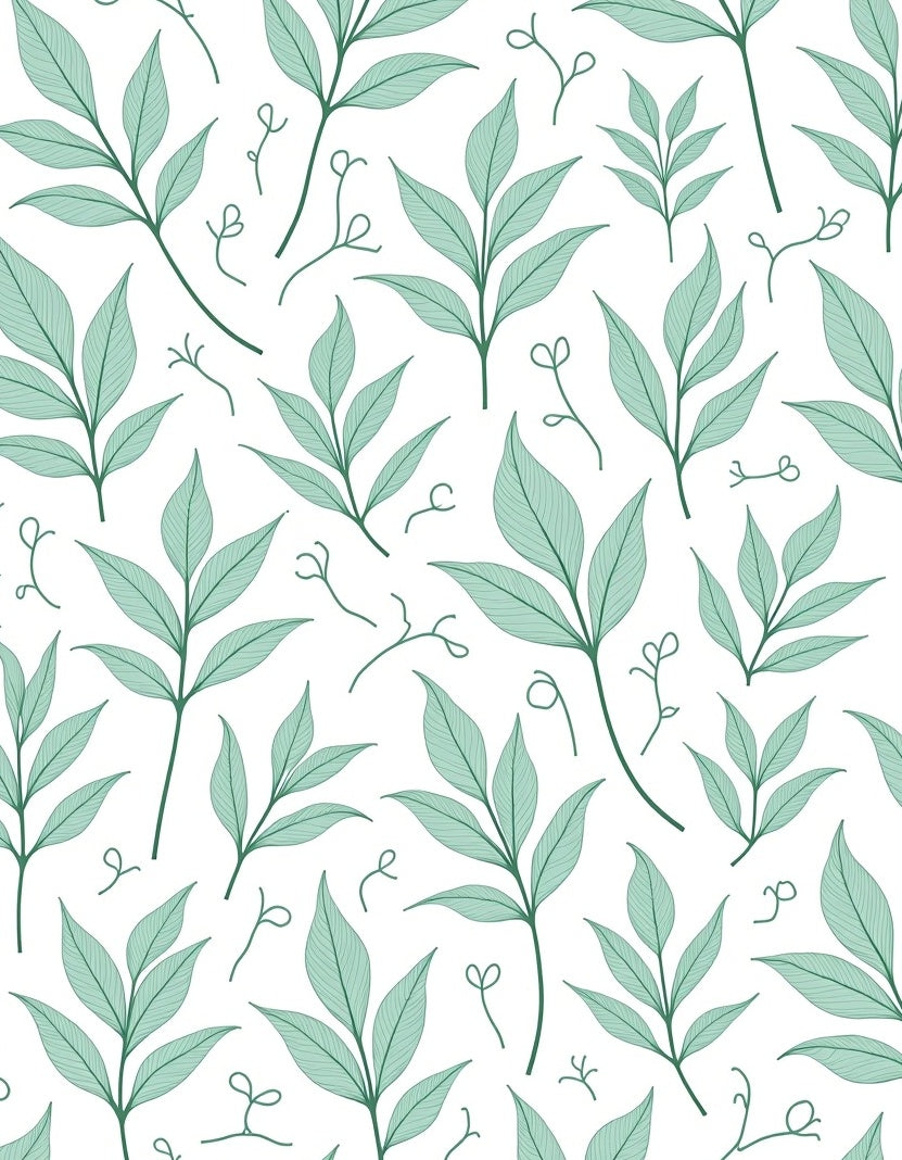 Shallow Green Leafy Vine Background Rug