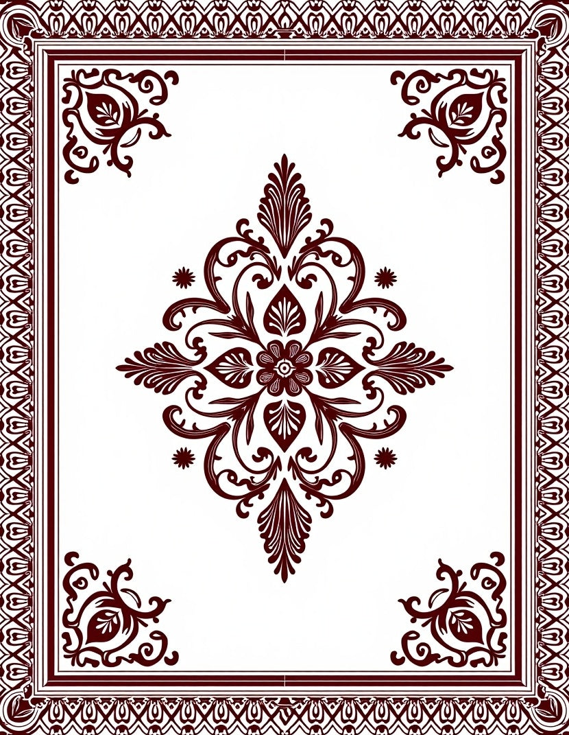 Ornate Crimson Flourish Medallion Rug