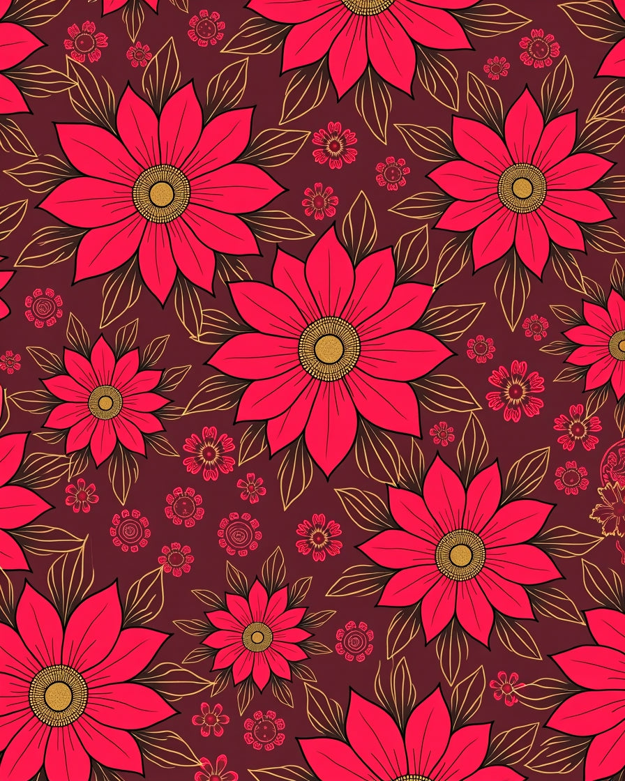 Crimson Red Floral Medallion Background Rug