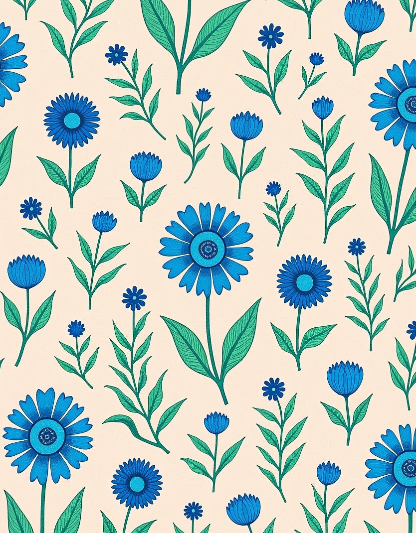Bold Royal Blue Floral Meadow Rug