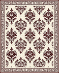 Deep Red Classic Floral Damask Rug