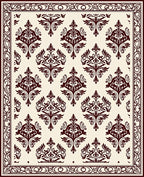 Deep Red Classic Floral Damask Rug