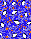 Whimsical Penguin Blue Swirl Orange Rug