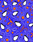 Whimsical Penguin Blue Swirl Orange Rug