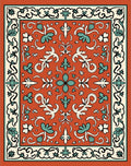 Terracotta Floral Vine Garden Rug