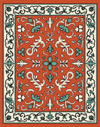 Terracotta Floral Vine Garden Rug