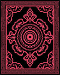 Fuchsia Ornamental Medallion Black Frame Rug