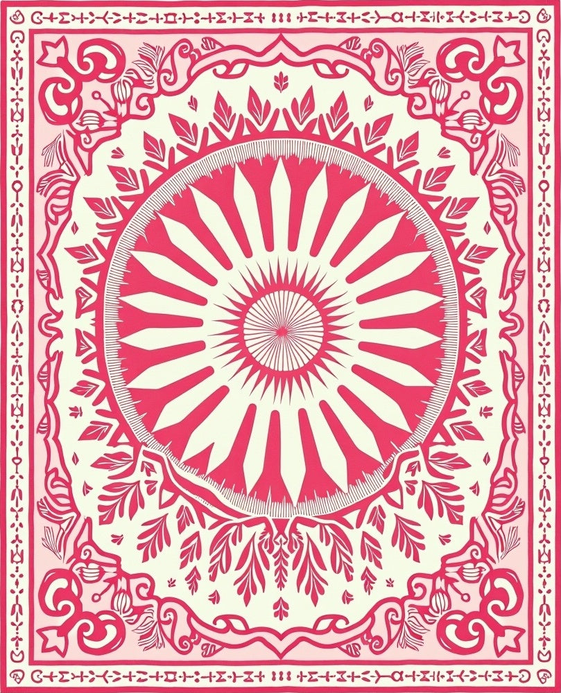 Cardinal Red Sunburst Mandala Rug
