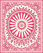 Cardinal Red Sunburst Mandala Rug