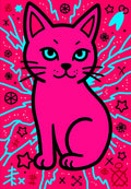 Bright Pink Feline Cosmic Whimsy Rug